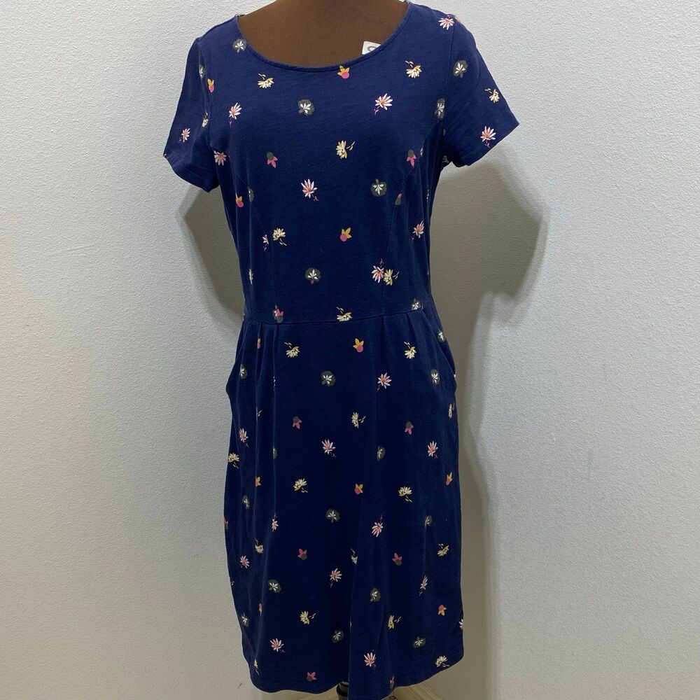 Boden Phoebe Navy Blue Floral Cotton Sheath Dress Size 8R